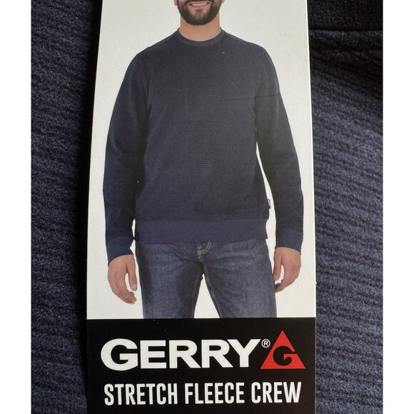 Gerry Stretch Fleece Crew Pullover Sweater Shirt Long Sleeve Mens Large Blue New - Picture 4 of 7
